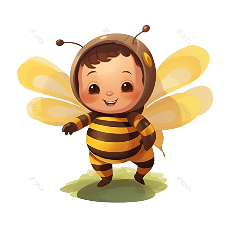 插图图片,儿童元素,蜜蜂PNG,小蜜蜂免抠素材